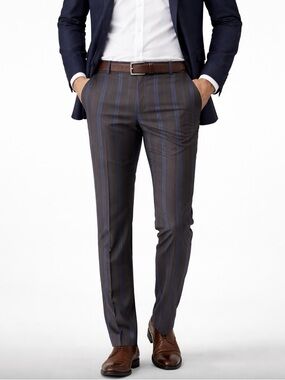 Ultra Slim Fit Brown & Blue Stripe Dress Pants